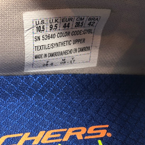 SKECHERS Gray/Blue Elite Flex Memory Foam Shoe - Picture 6 of 7